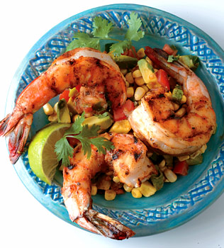 CHIPOTLE CHILE RUBBED SHRIMP WITH AVOCADO CORN CHUTNEY CHIPOTLE CHILE RUBBED SHRIMP WITH AVOCADO CORN CHUTNEY picture